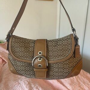SOLD Coach Tan Jacquard & Leather Soho Shoulder Bag